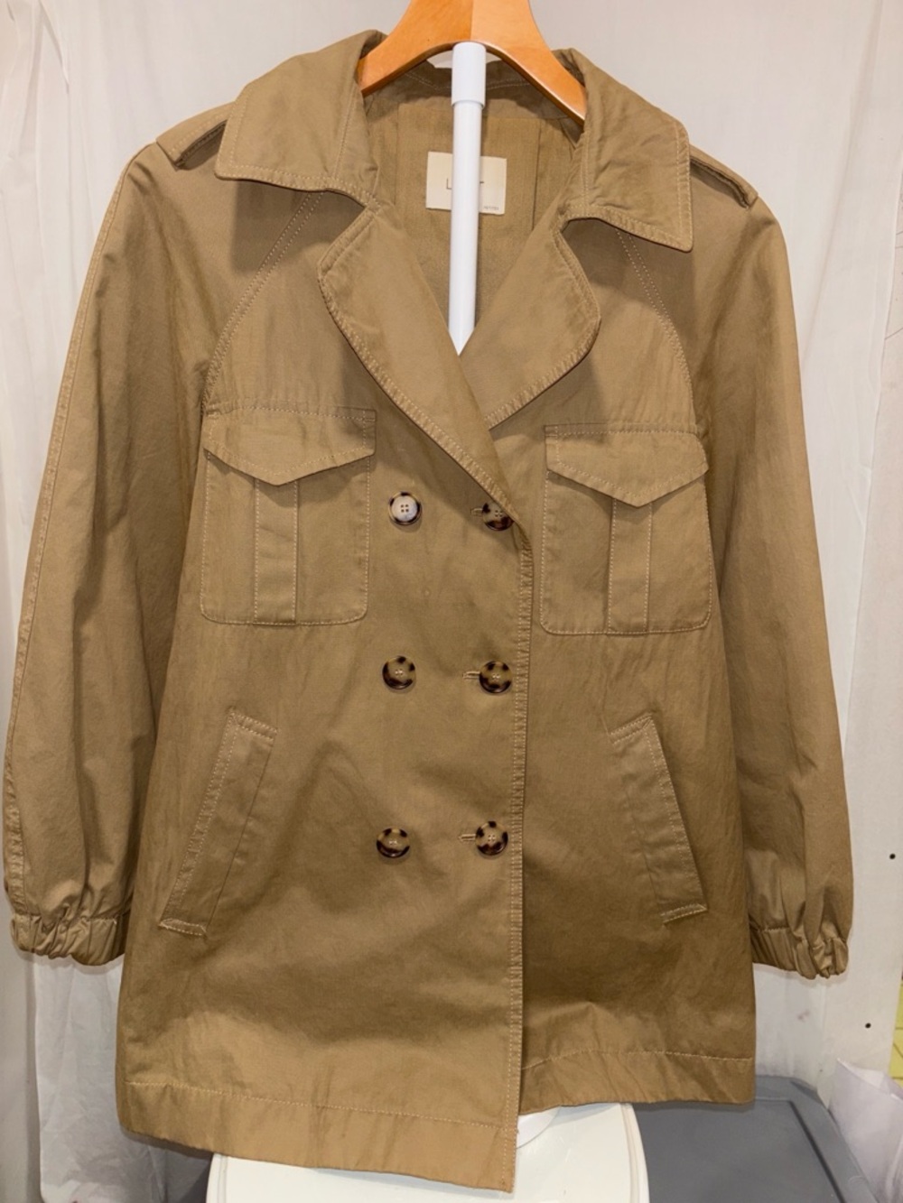 LOFT Tan Double-Breasted Trench Coat